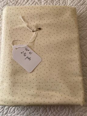 Lightweight M. Miller fabric, pale yellow w/tiny gray dots, 44” W x 2.75 yds